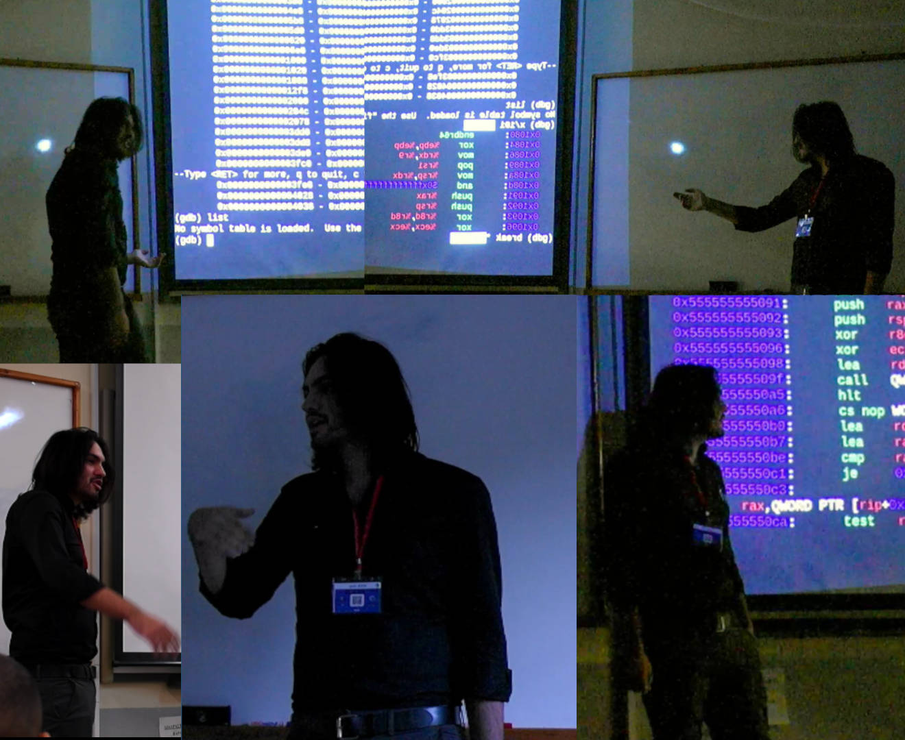 Collage of me presenting the GDB workshop